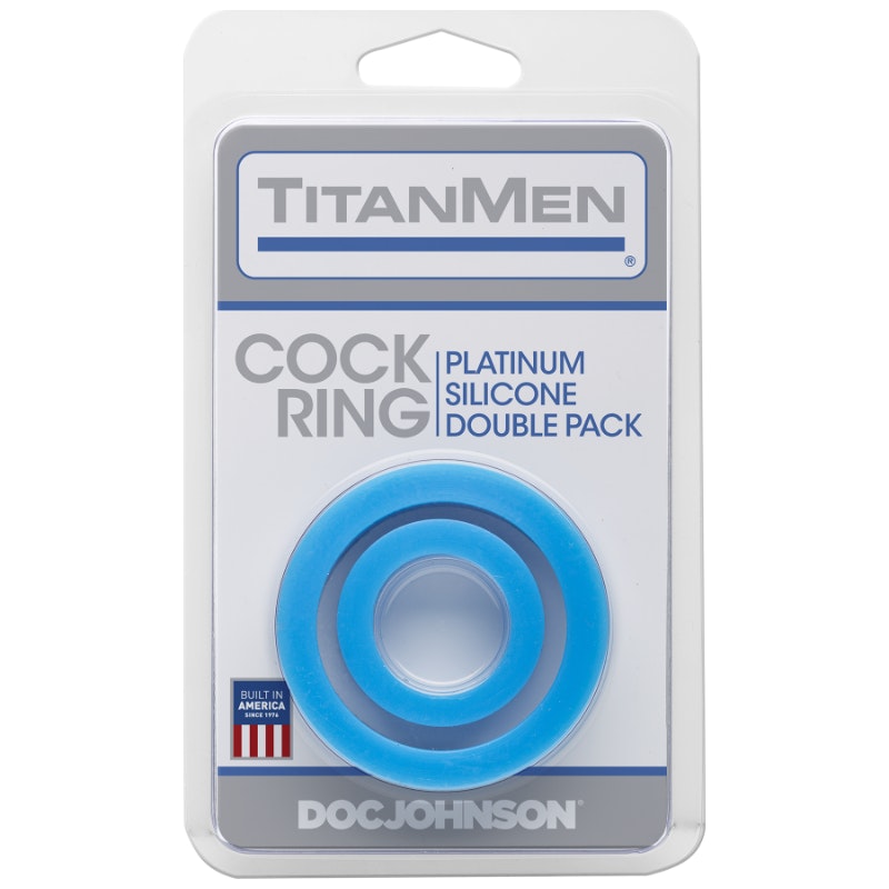 TitanMen Silicone Cock Rings Double Pack Blue
