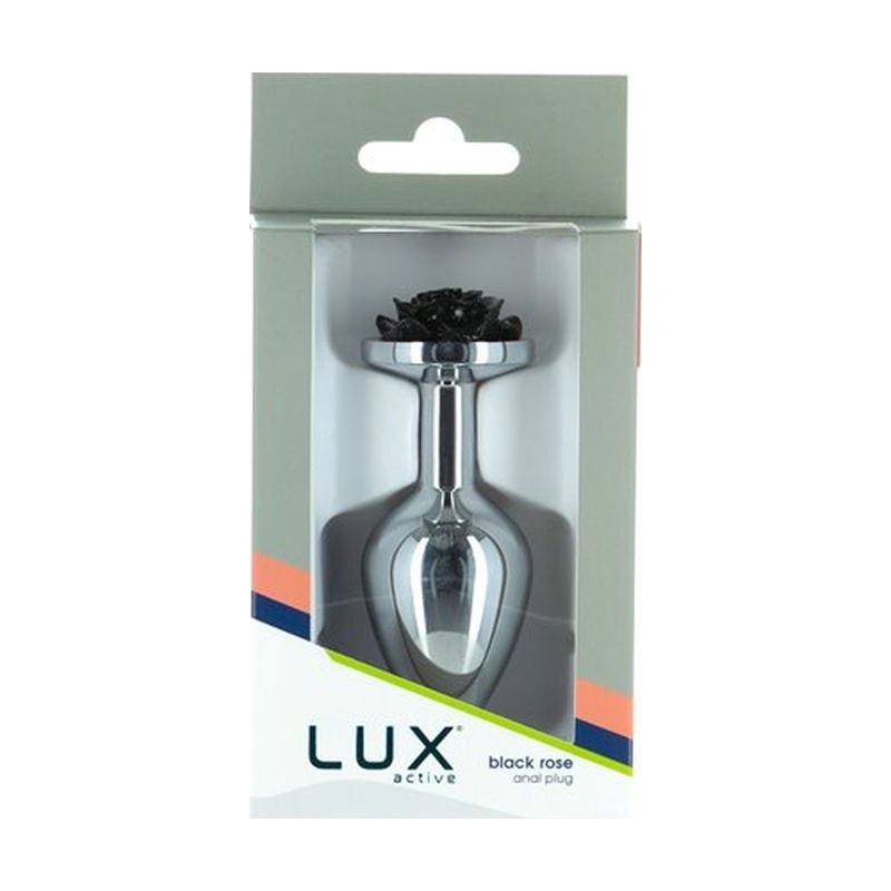 LUX Active Black Rose 3in/7.6cm Metal Butt Plug