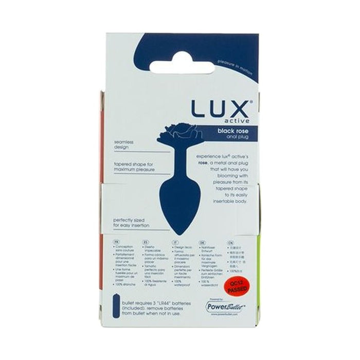 LUX Active Black Rose 3in/7.6cm Metal Butt Plug