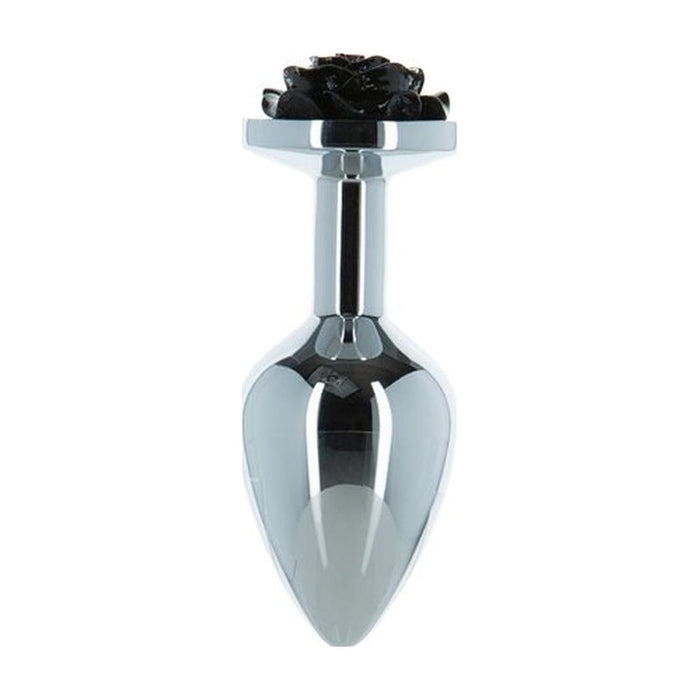 LUX Active Black Rose 3in/7.6cm Metal Butt Plug