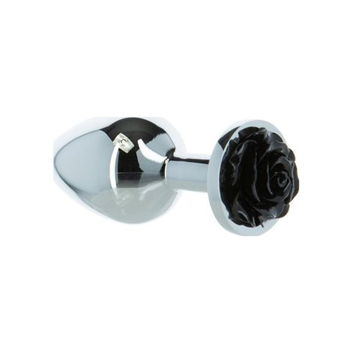 LUX Active Black Rose 3in/7.6cm Metal Butt Plug