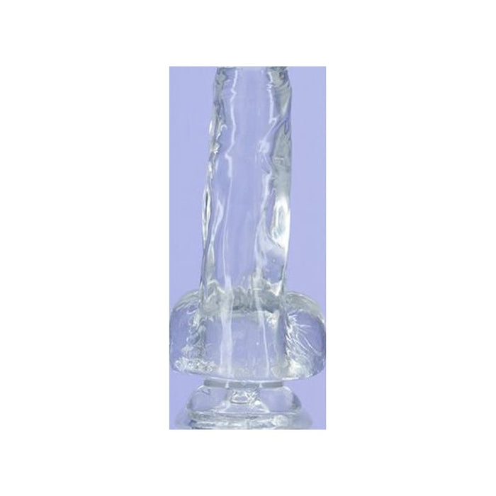 Addiction Crystal Dildo w Balls, 8in/20cm, Clear
