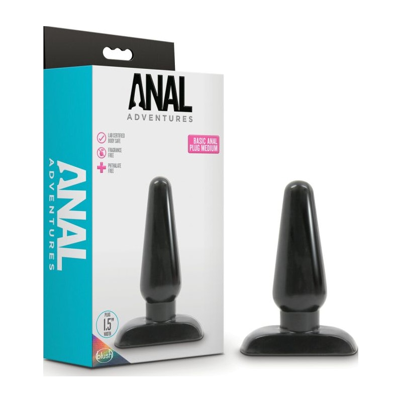 Blush Anal Adventures Basic Anal Plug Medium, Black