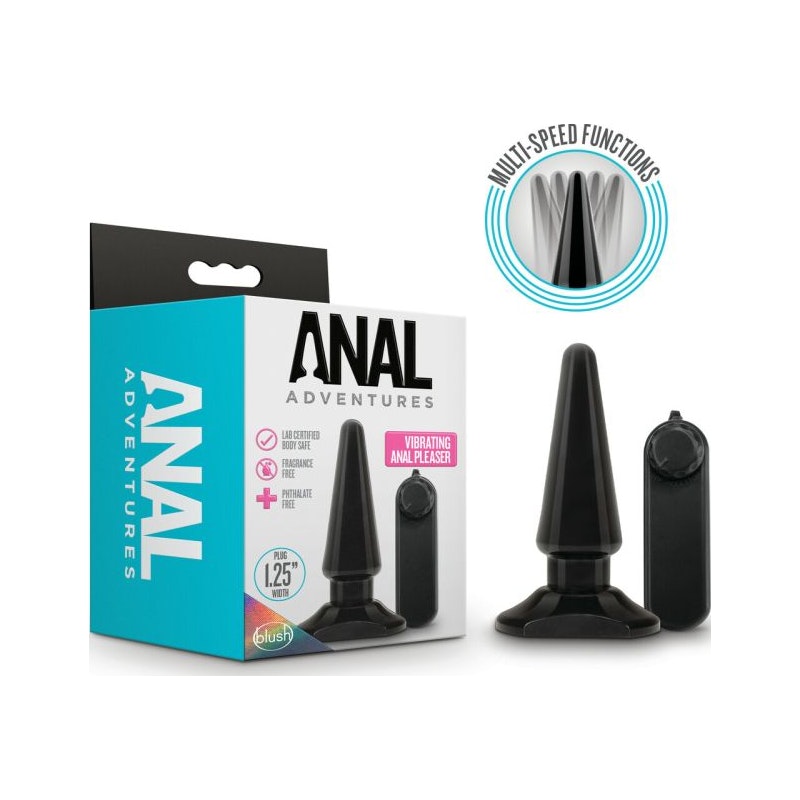 Blush Novelties Anal Adventures Vibrating Anal Pleaser + Remote, 4"/10cm