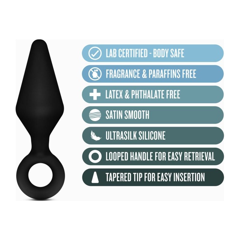 Blush Anal Adventures Platinum Silicone Loop Plug Kit, Black