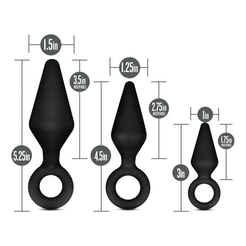Blush Anal Adventures Platinum Silicone Loop Plug Kit, Black