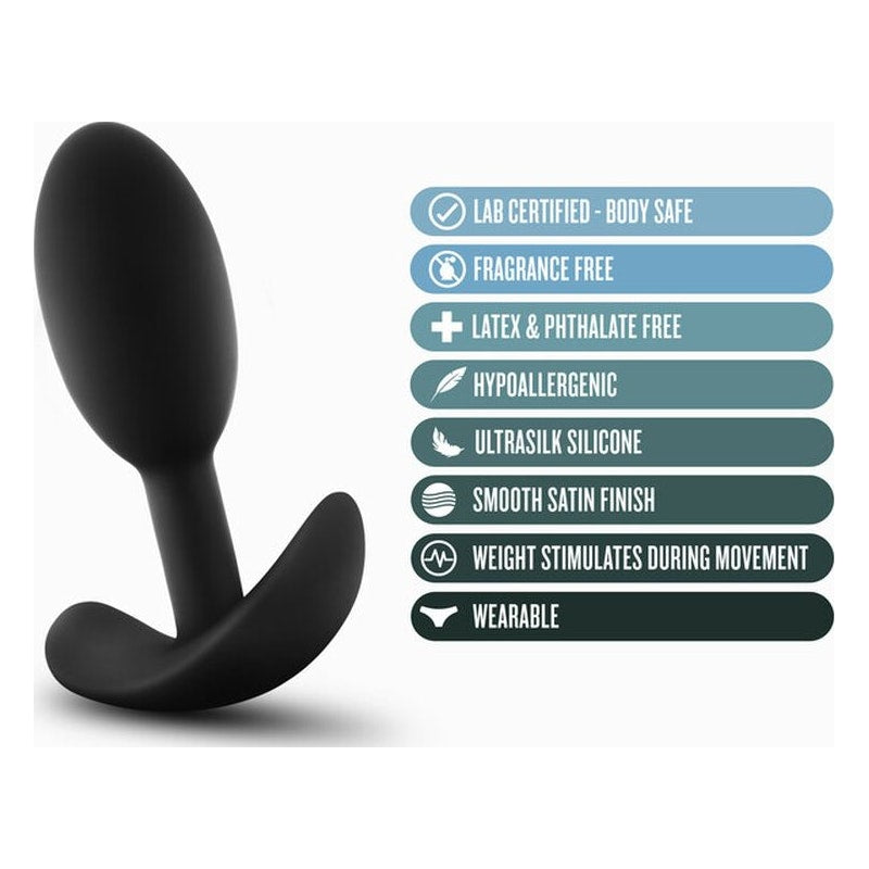 Anal Adventures Platinum Vibra Slim Anal Plug, 3"/7.6cm, Black