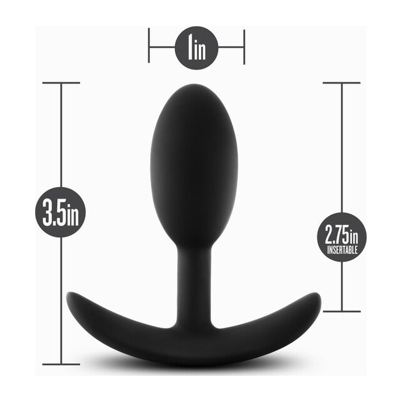 Anal Adventures Platinum Vibra Slim Anal Plug, 3"/7.6cm, Black