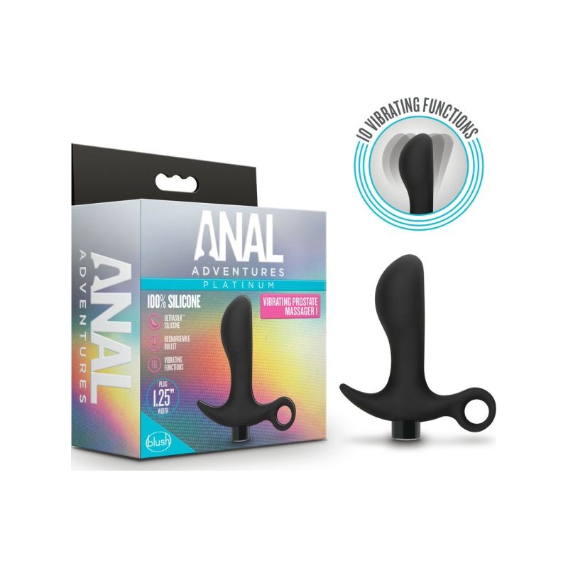 Blush Anal Adventures Platinum Silicone Prostate Massager, 4"/11cm, Black