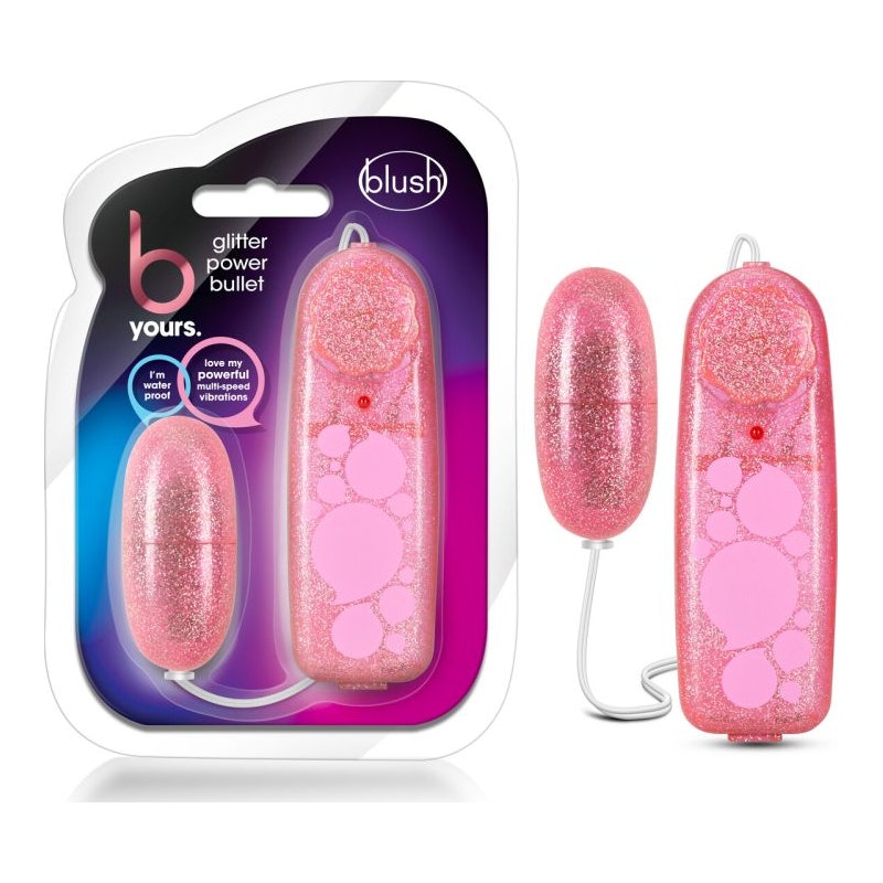 B Yours Glitter Power Bullet Vibrator, 2.25"/6cm, Pink