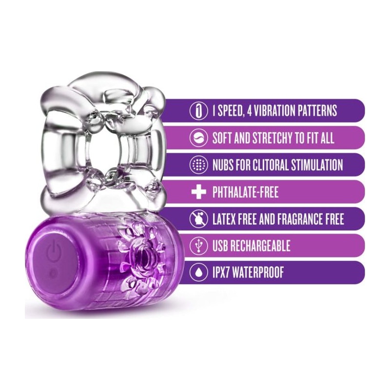 Play with Me Pleaser Rechargeable Cock Ring, Purple