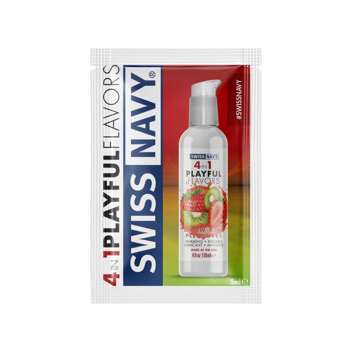 Swiss Navy Straw-Kiwi Pleasures Lube, 5ml Sachets, 100-pack