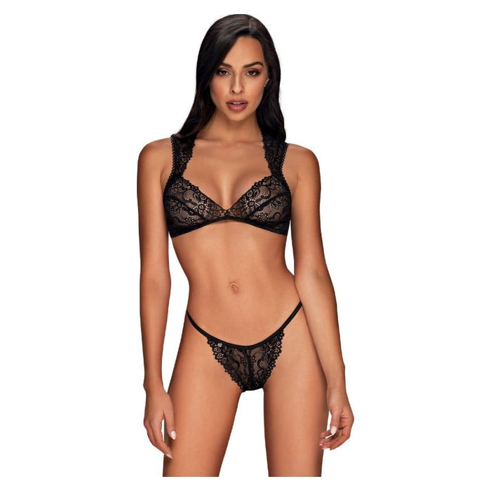 Elisetta 2 Pc Set Black S/M - Obsessive Lingerie