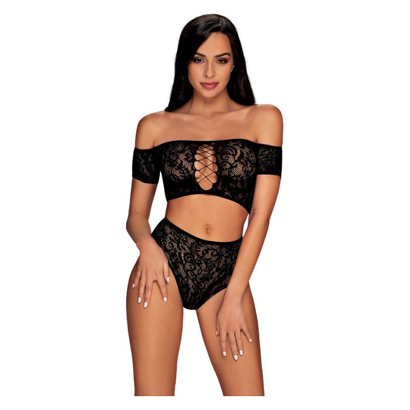 Inessita 2-Piece Set, Black, XL - Obsessive Lingerie