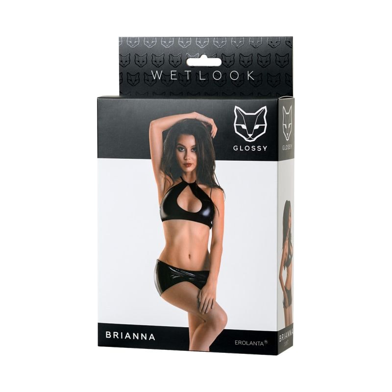 Glossy Brianna Wetlook 2-piece Set, Black, S/L/XL