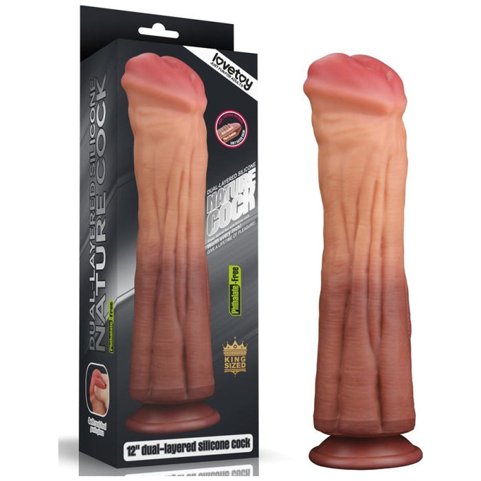 Lovetoy Dual layered Platinum Silicone Cock 12in