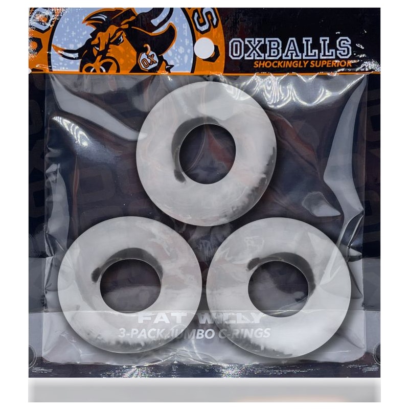 OxBalls Fat Willy Jumbo Cockrings, 3-Pack, One Size, Clear