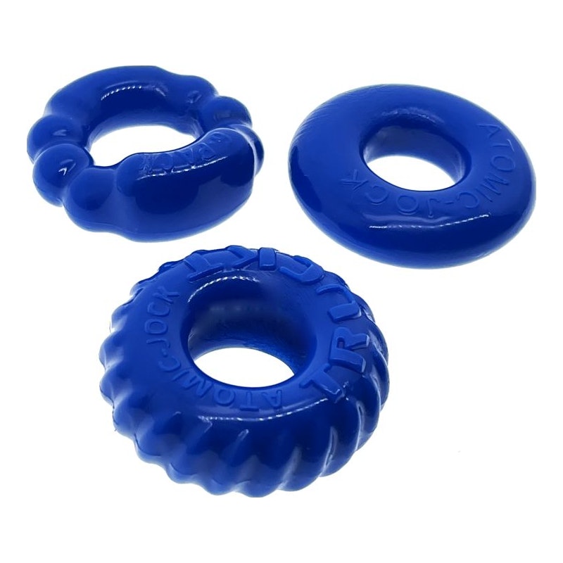 OxBalls Bonemaker 3-Piece Cockring Set, O/S, Blue