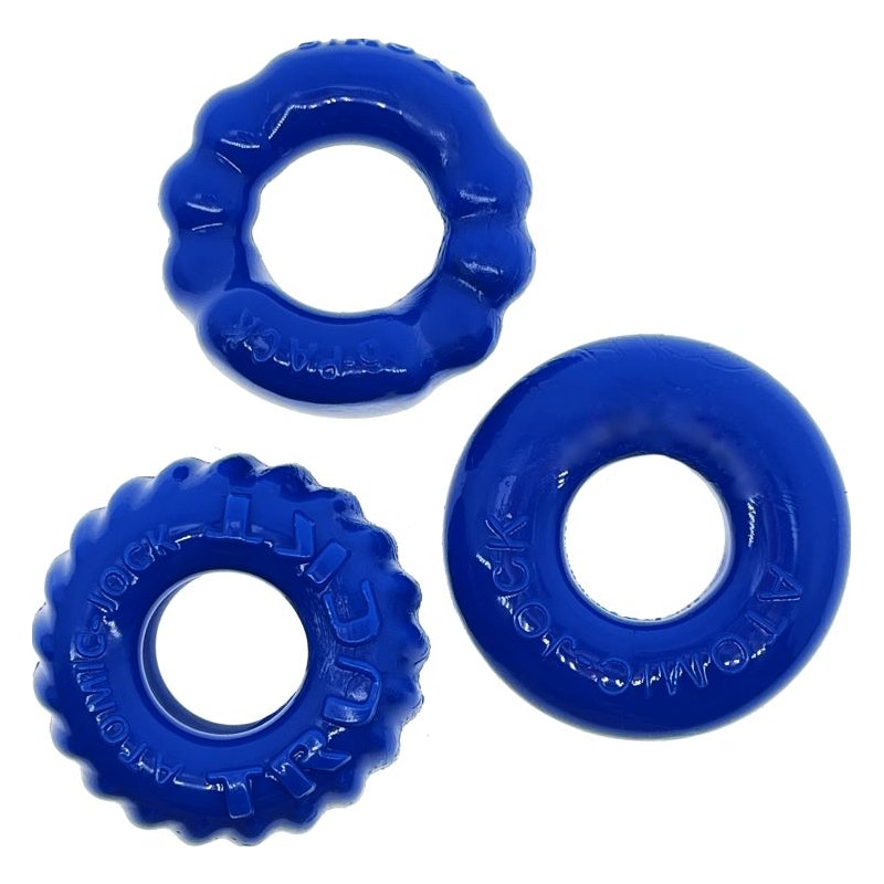 OxBalls Bonemaker 3-Piece Cockring Set, O/S, Blue