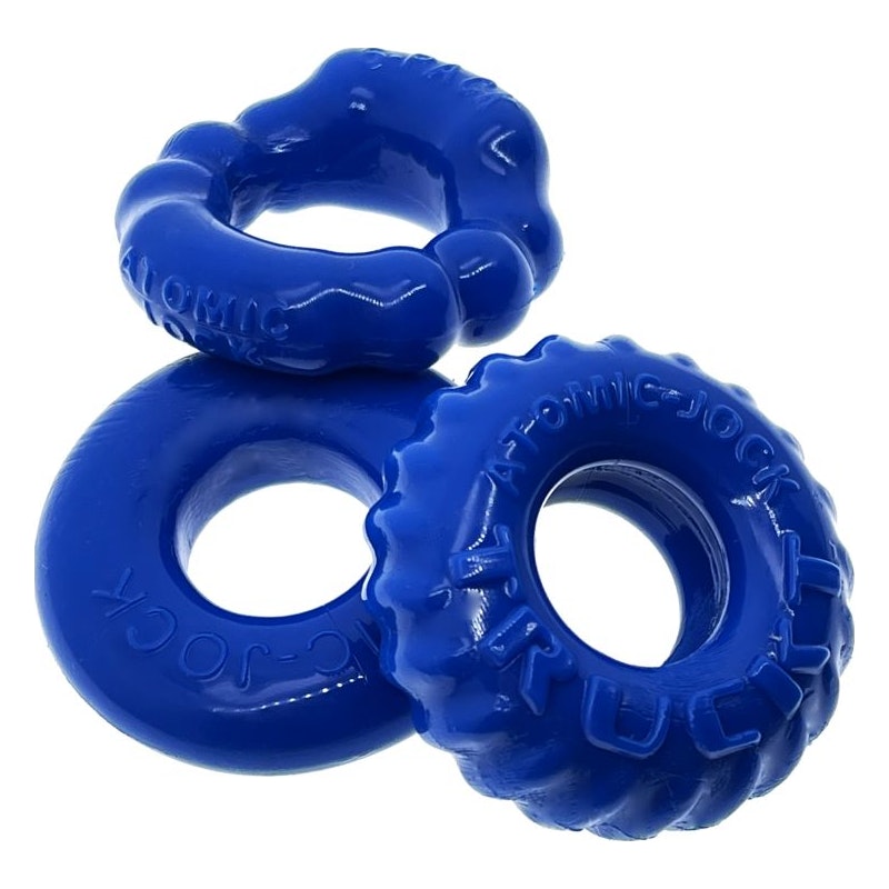 OxBalls Bonemaker 3-Piece Cockring Set, O/S, Blue