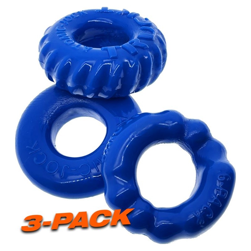 OxBalls Bonemaker 3-Piece Cockring Set, O/S, Blue