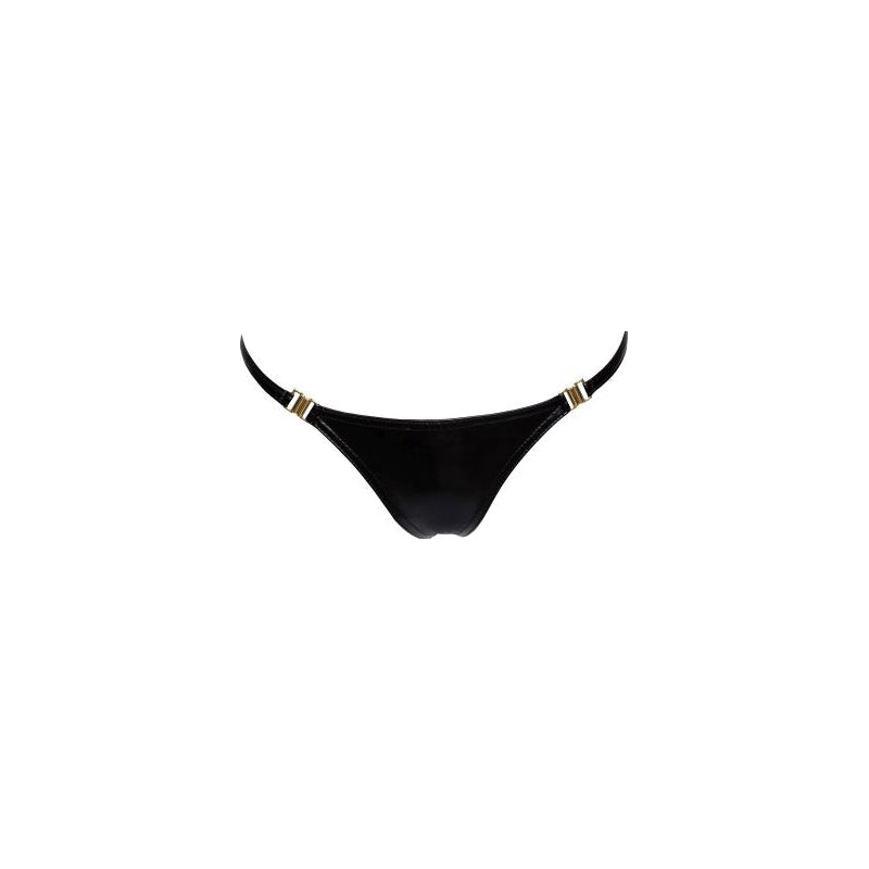 Noir Power Wetlook Panty with Gold Clasp, Black, S/M/L