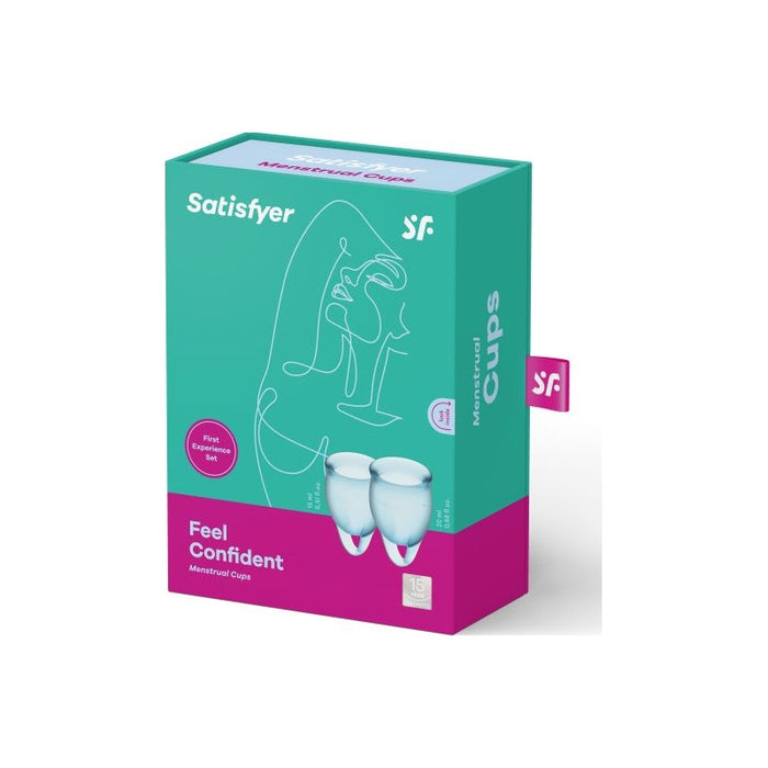 Satisfyer Feel Confident Menstrual Cup, Light Blue (2-pack)