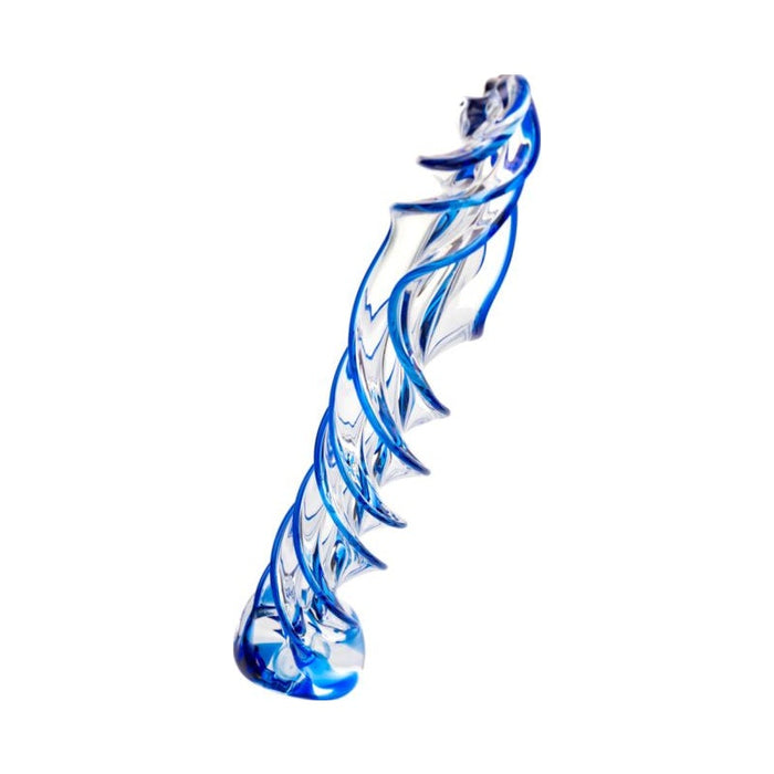 Sexus Glass Dildo Blue Helix, 18.7cm, Clear
