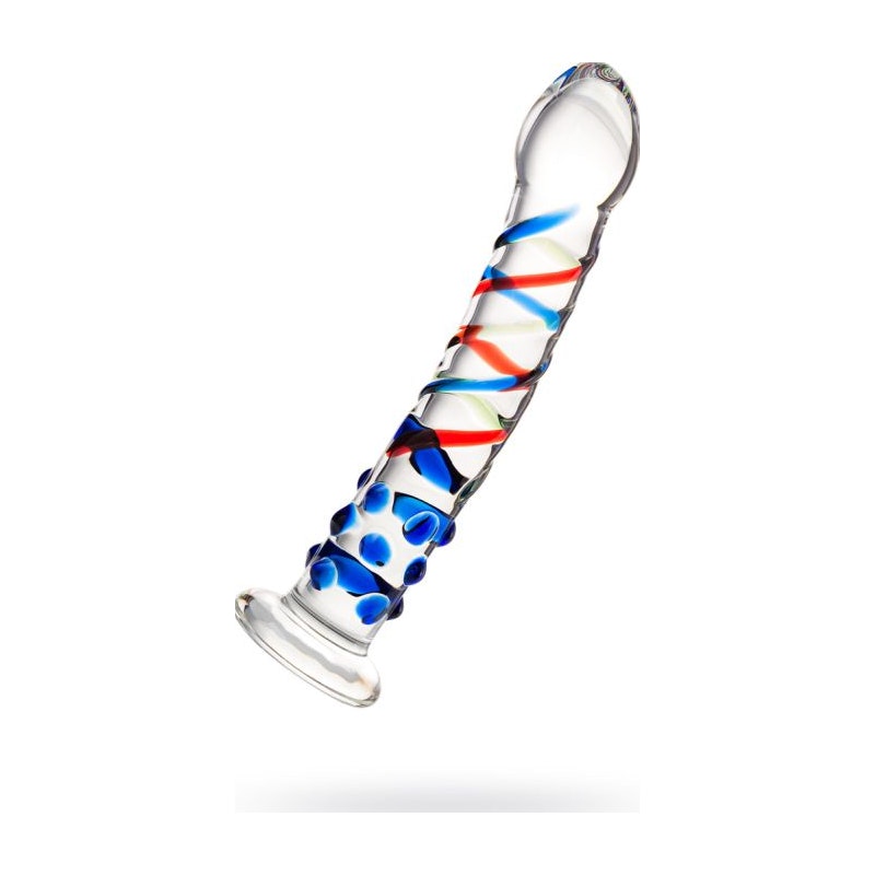 Sexus Glass Dildo Blue Tip, 18cm