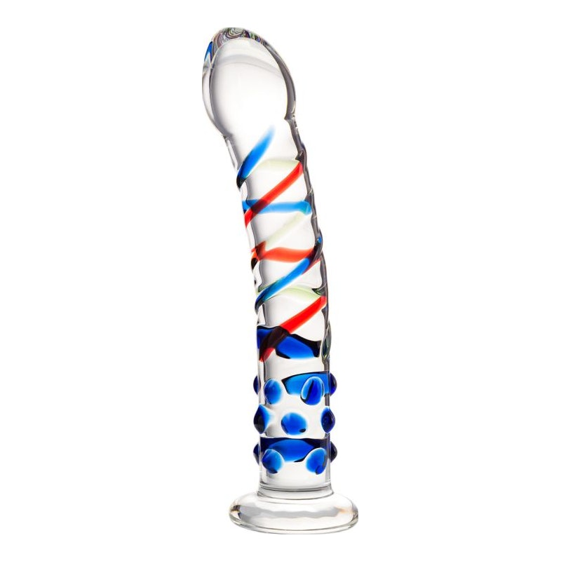 Sexus Glass Dildo Blue Tip, 18cm