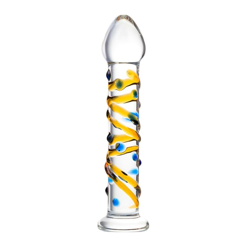 Sexus Glass Dildo, Yellow, 17.2cm