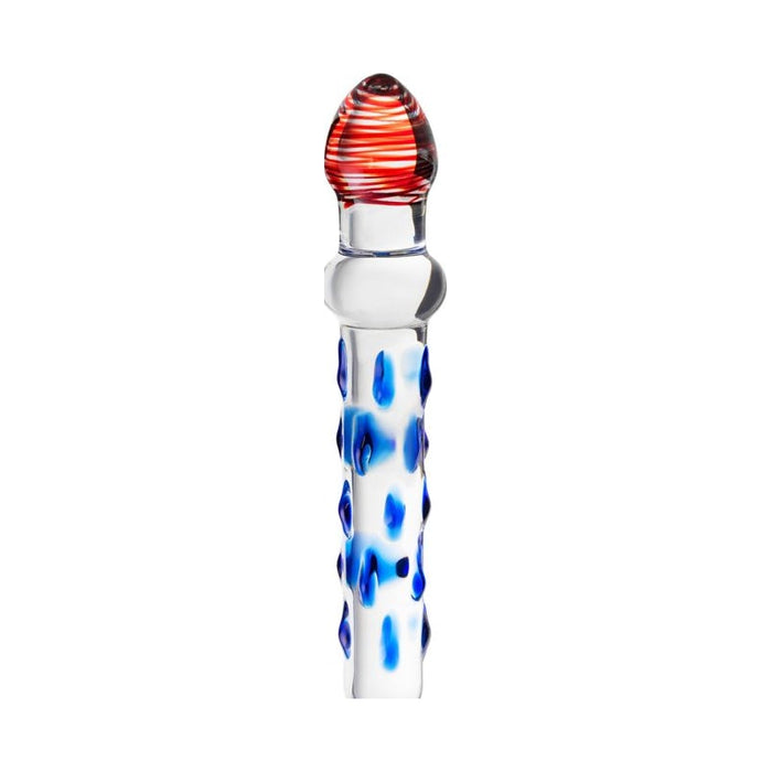 Sexus Glass Dildo Blue/Red, 20cm, Clear