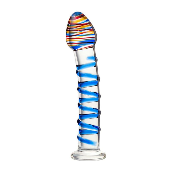 Sexus Glass Dildo, Blue Swirls,  18cm