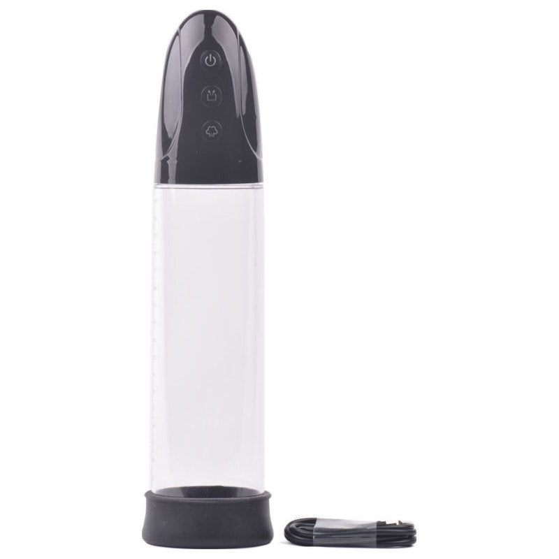 LuvPump Premium Rechargeable Penis Pump with Sleeve + Donut, Black