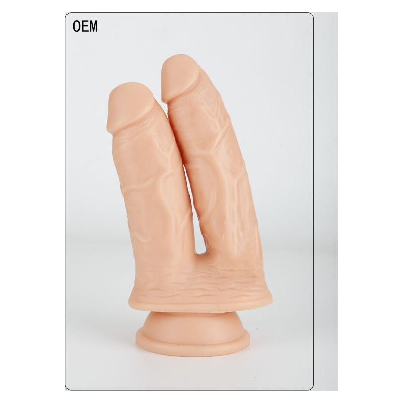 X-MEN Double Penetration Twin Dildo Flesh 9"