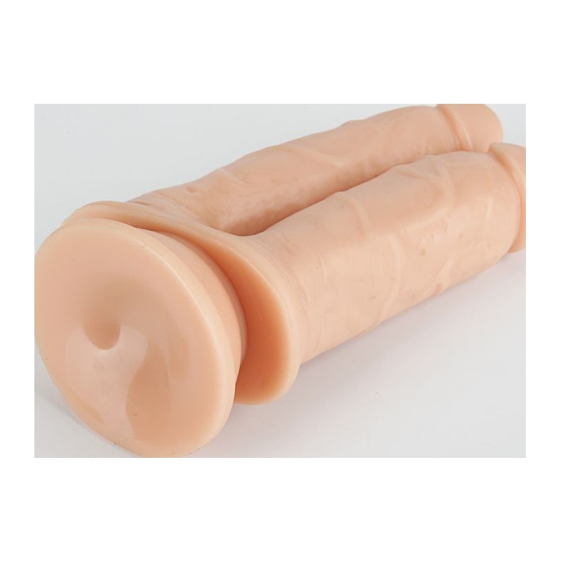 X-MEN Double Penetration Twin Dildo Flesh 9"