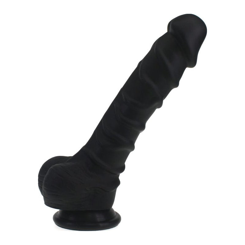 X-MEN Realistic Dildo Ridged Shaft with Balls, 22cm, Black