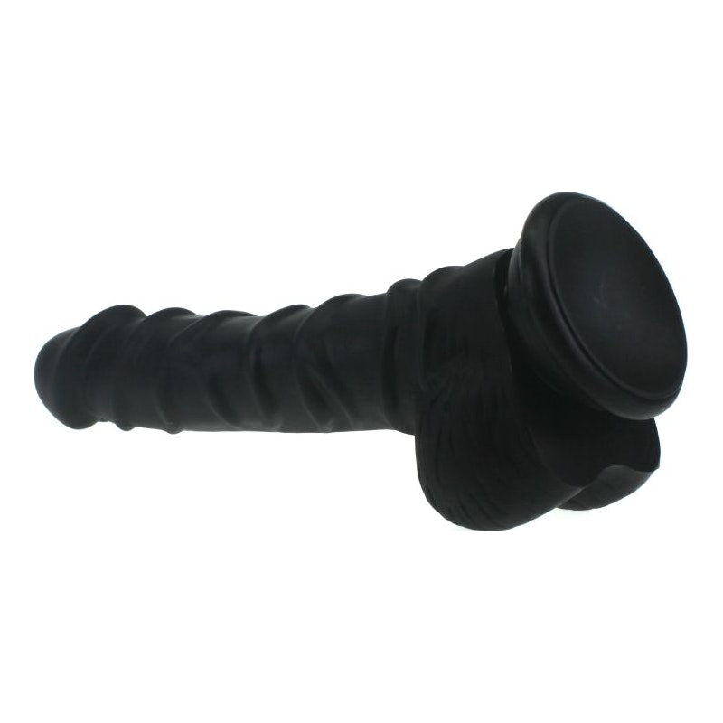 X-MEN Realistic Dildo Ridged Shaft with Balls, 22cm, Black