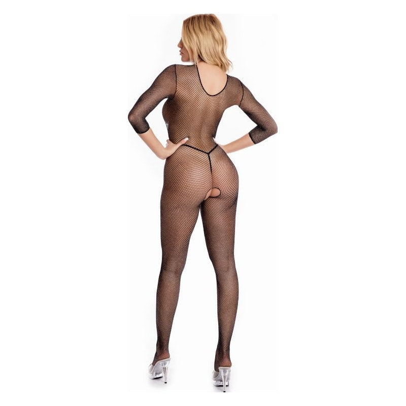Risque Crotchless Bodystocking Black M/L - Pink Lipstick