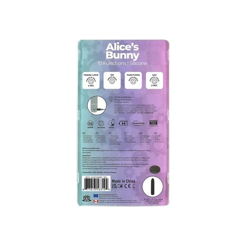 Alice's Bunny Rechargeable Bullet w Rabbit Sleeve, Teal