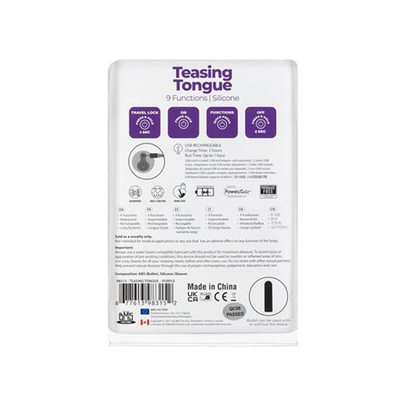 Power Bullet Teasing Tongue with Rechargeable Bullet, Purple
