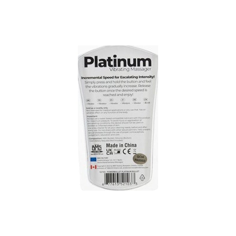 PowerBullet Platinum Bullet Vibrator, 9cm, Silver