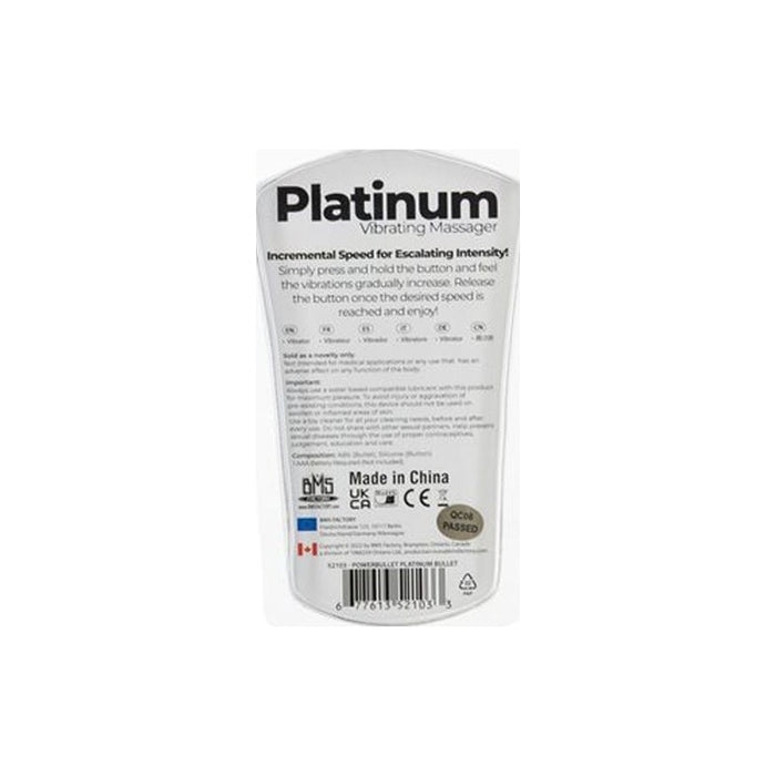 PowerBullet Platinum Bullet Vibrator, 9cm, Silver