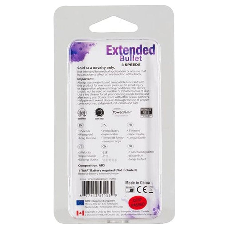 PowerBullet Extended Breeze Vibrator, 9cm, Purple