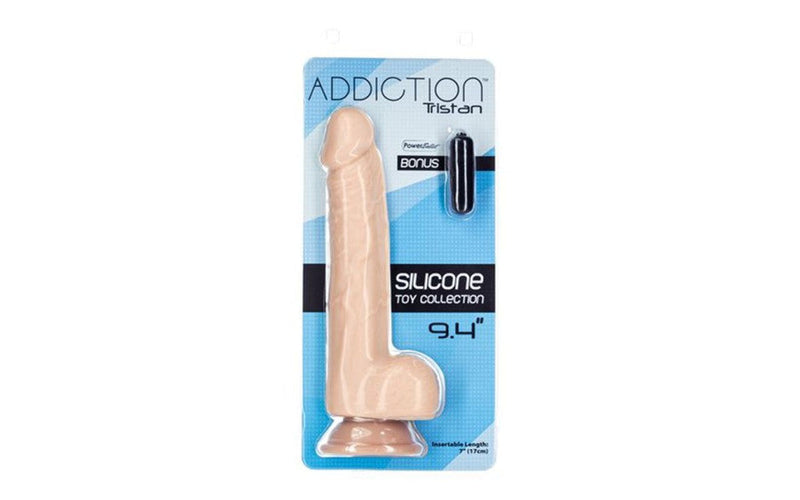 Addiction Tristan 9in/24cm Dong w Bullet, Beige