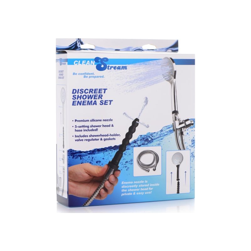 CleanStream Discreet Shower Enema Set, SIlver
