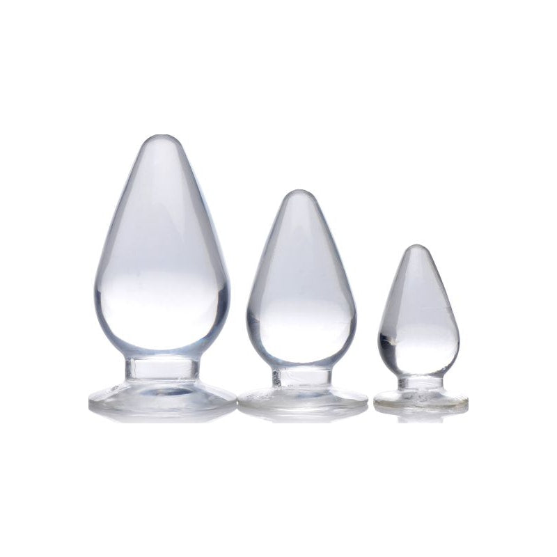 Master Series Triple Cones 3-piece Anal Plug Set, Clear