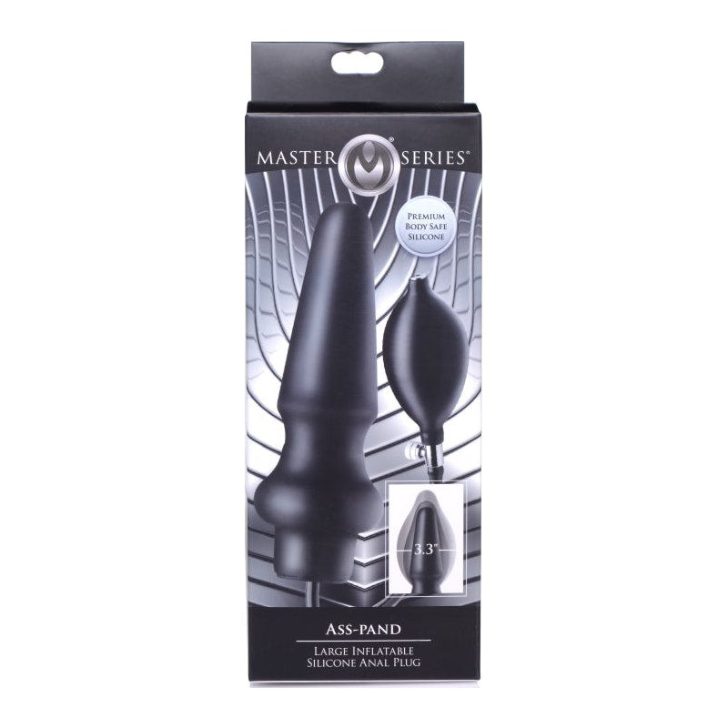 Master Series Ass Pand Large Inflatable Silicone Plug, Black