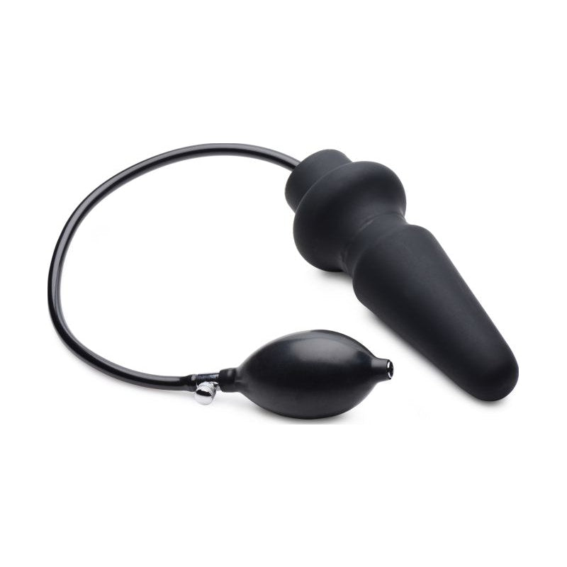 Master Series Ass Pand Large Inflatable Silicone Plug, Black