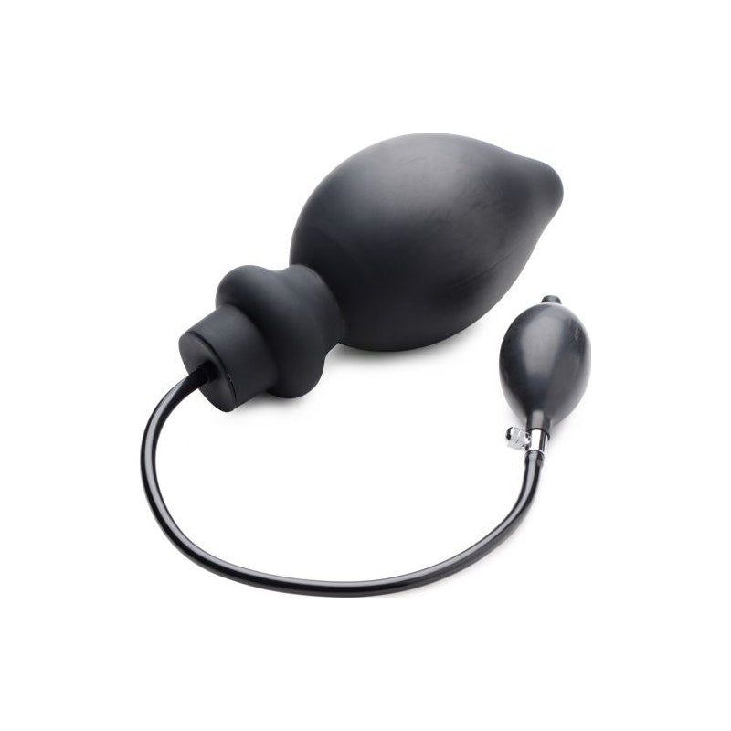 Master Series Ass Pand Large Inflatable Silicone Plug, Black